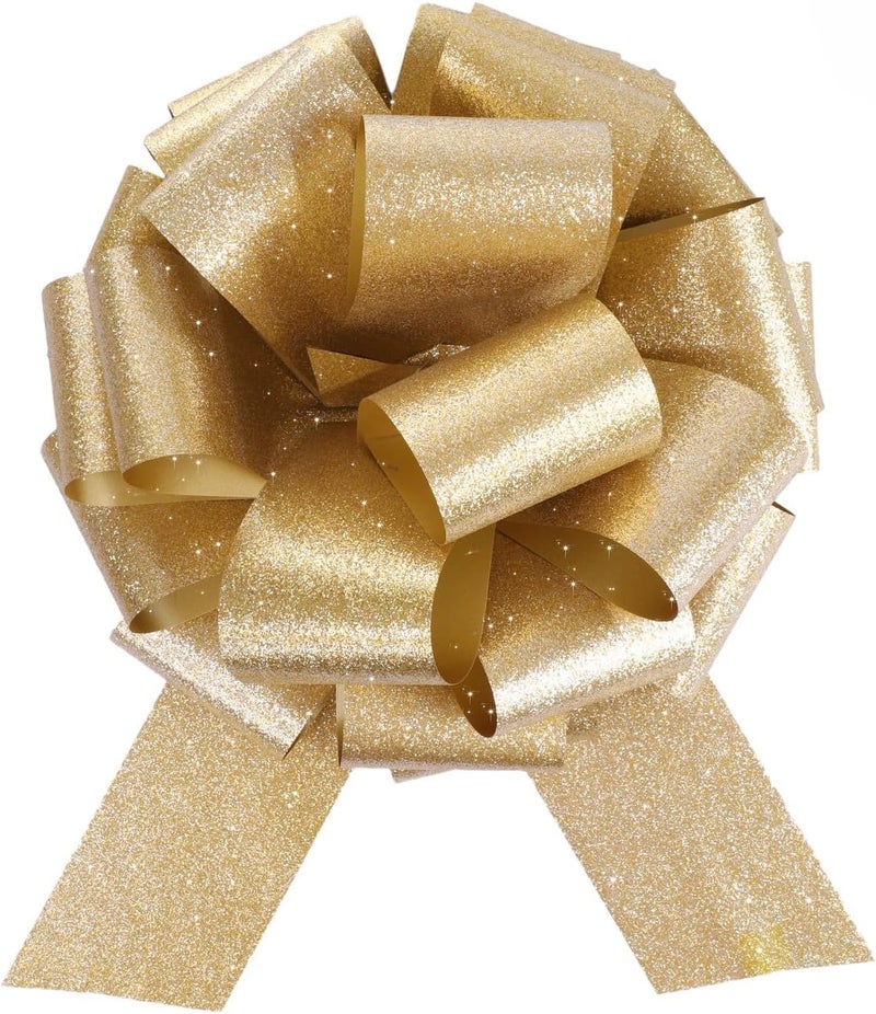 HCHENBOW 12" Large Gold Gift Bow,2pcs Big Bows for Gift Wrapping, Christmas Party Birthday Gift Wedding Ribbon Bows for Bikes, Boxes or Flower Decorations, Valentine's Day Gift Decorations (Gold) - Image 1